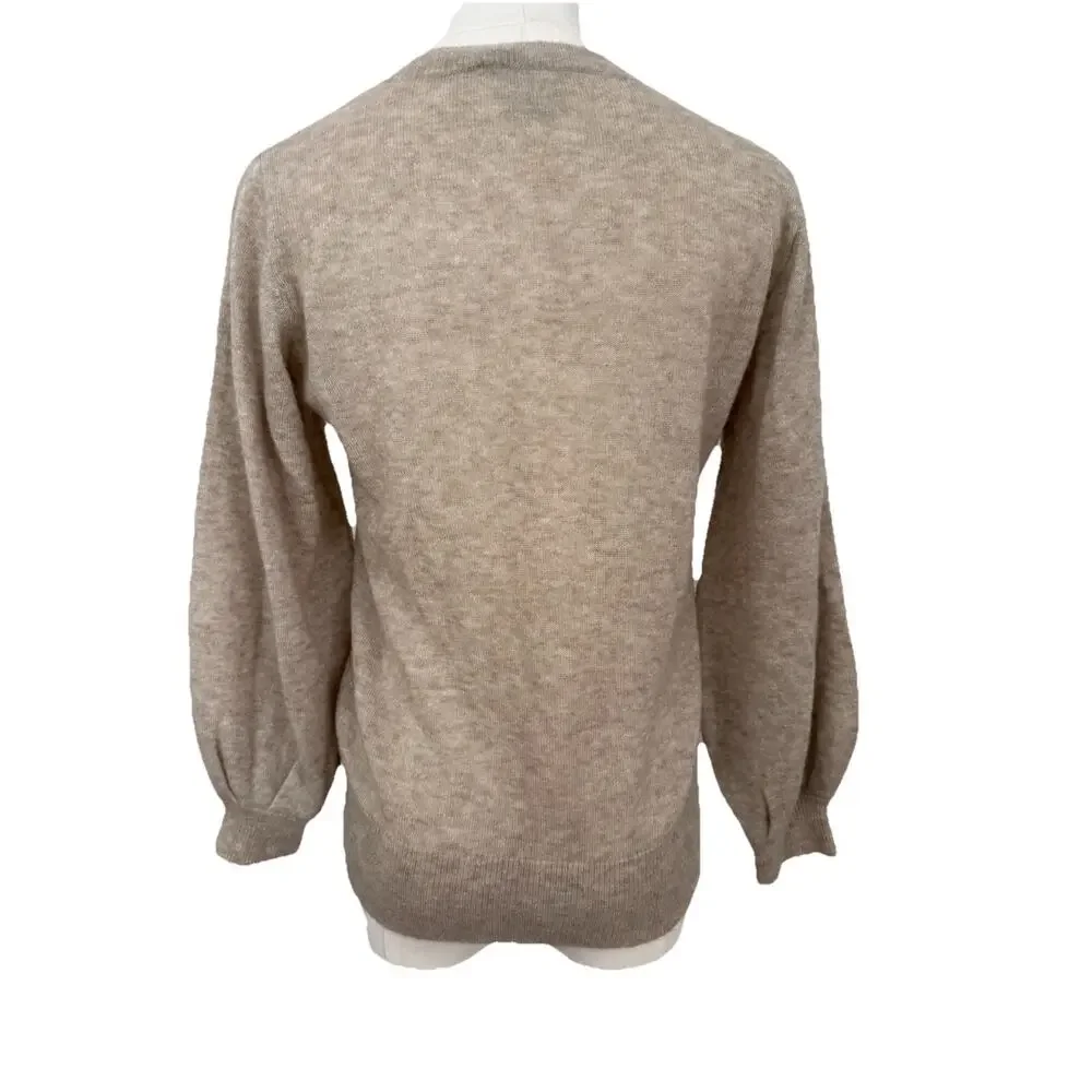 Autumn Cashmere Puff 3/4 Sleeve Crew Sweater Size XS